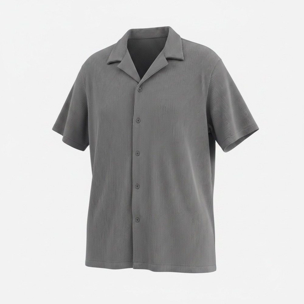 Coofandy Short Sleeve Shirt Men's Size XXL Gray Ribbed Button Up NWT